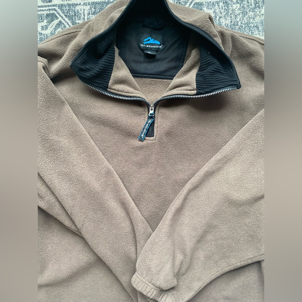NWOT Tri-Mountain Brown Fleece Quarter-Zip Jacket: Size 3XL